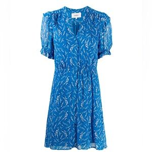 ba&sh Blue and White Floral Mini Dress